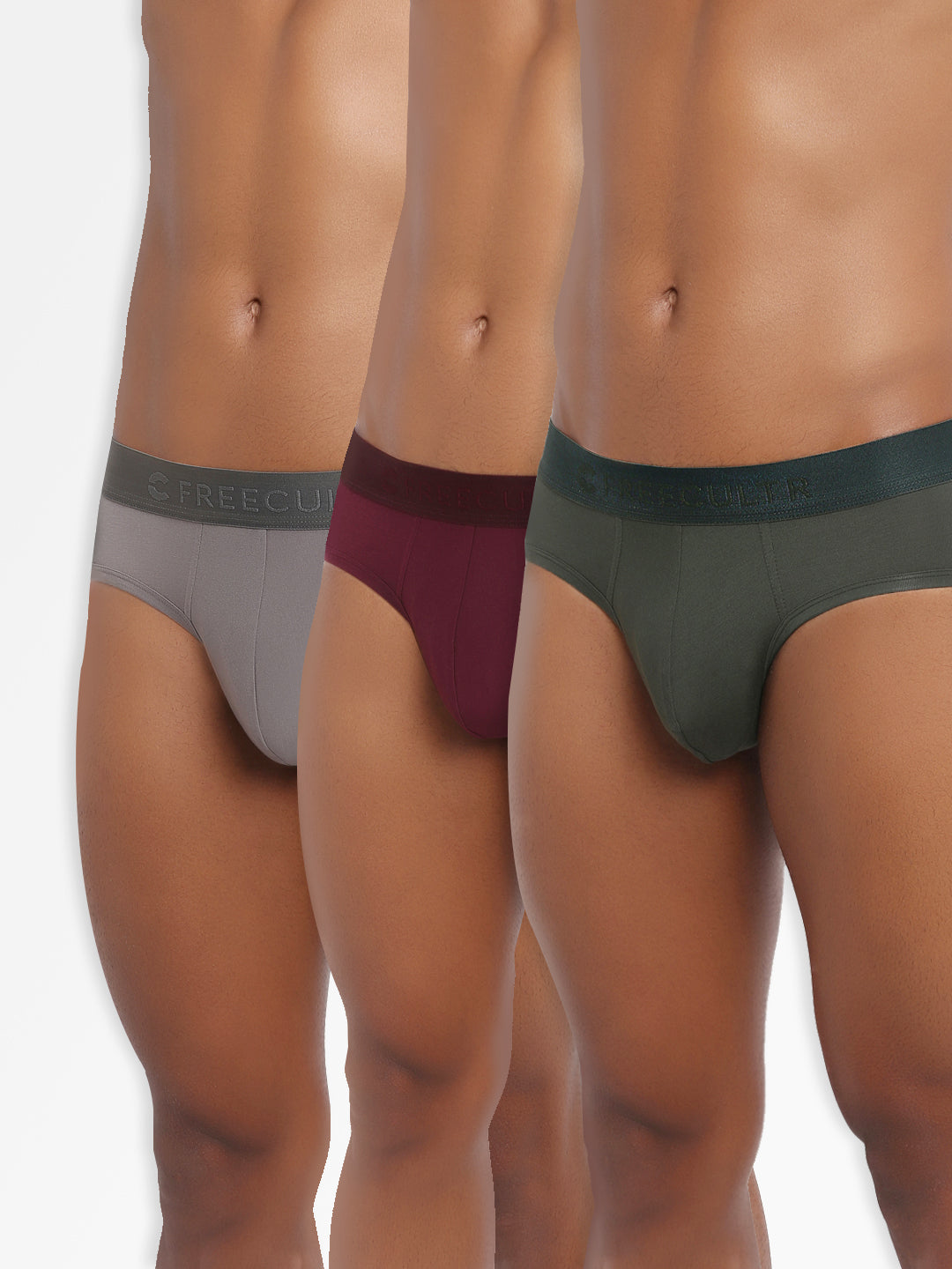 Men's Micro Modal & Elastane Brief in Solid Waistband (Pack of 3) - freecultr.com