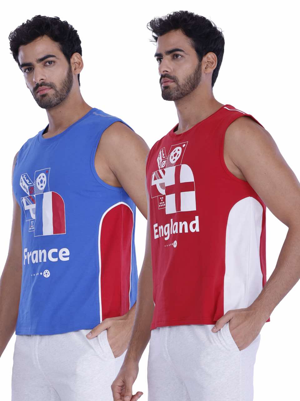 BCI Stretch Cotton Active Tank Blue And Red (Pack of 2)