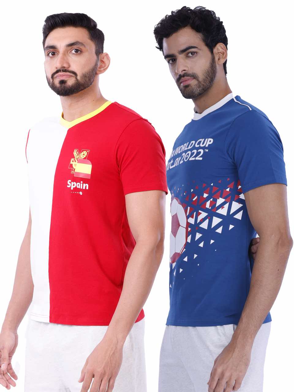 BCI Stretch Cotton T-Shirt Blue And Red (Pack of 2)