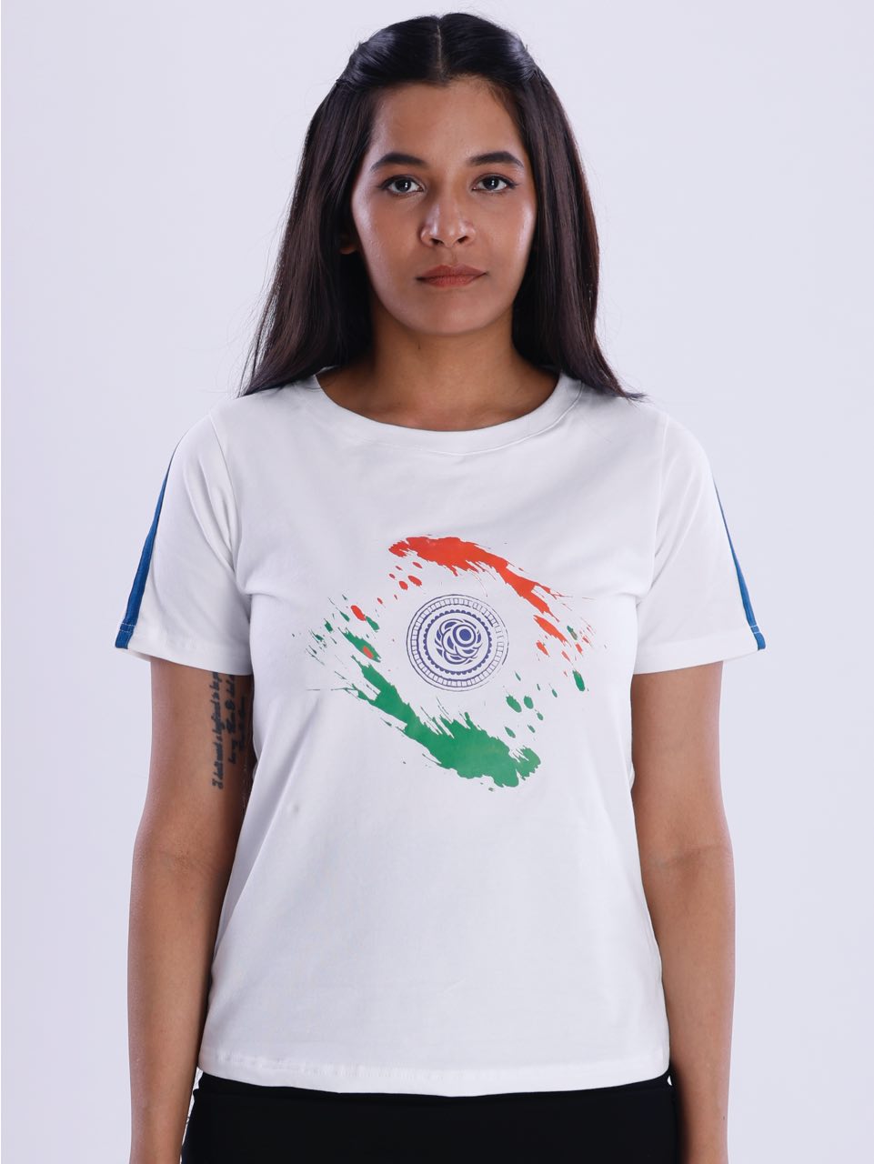 White Indian Flag Print T-Shirt