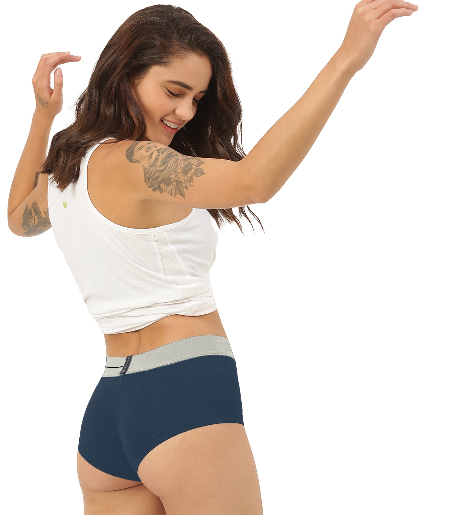 Prussian Blue Women's Micro Modal Boxer Brief With Cult Waistband (Pack of 1)