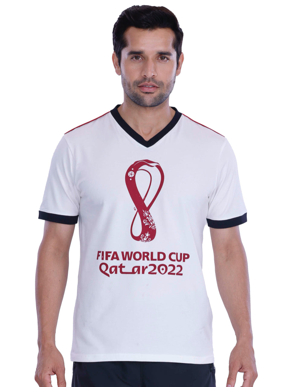 White Qatar Print BCI Stretch Cotton T-Shirt