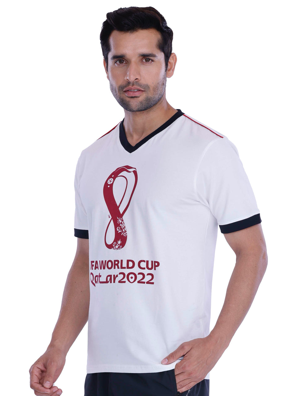 White Qatar Print BCI Stretch Cotton T-Shirt