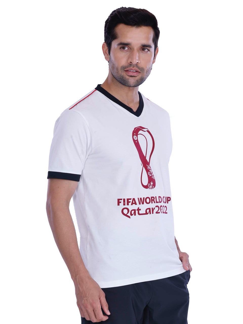 White Qatar Print BCI Stretch Cotton T-Shirt