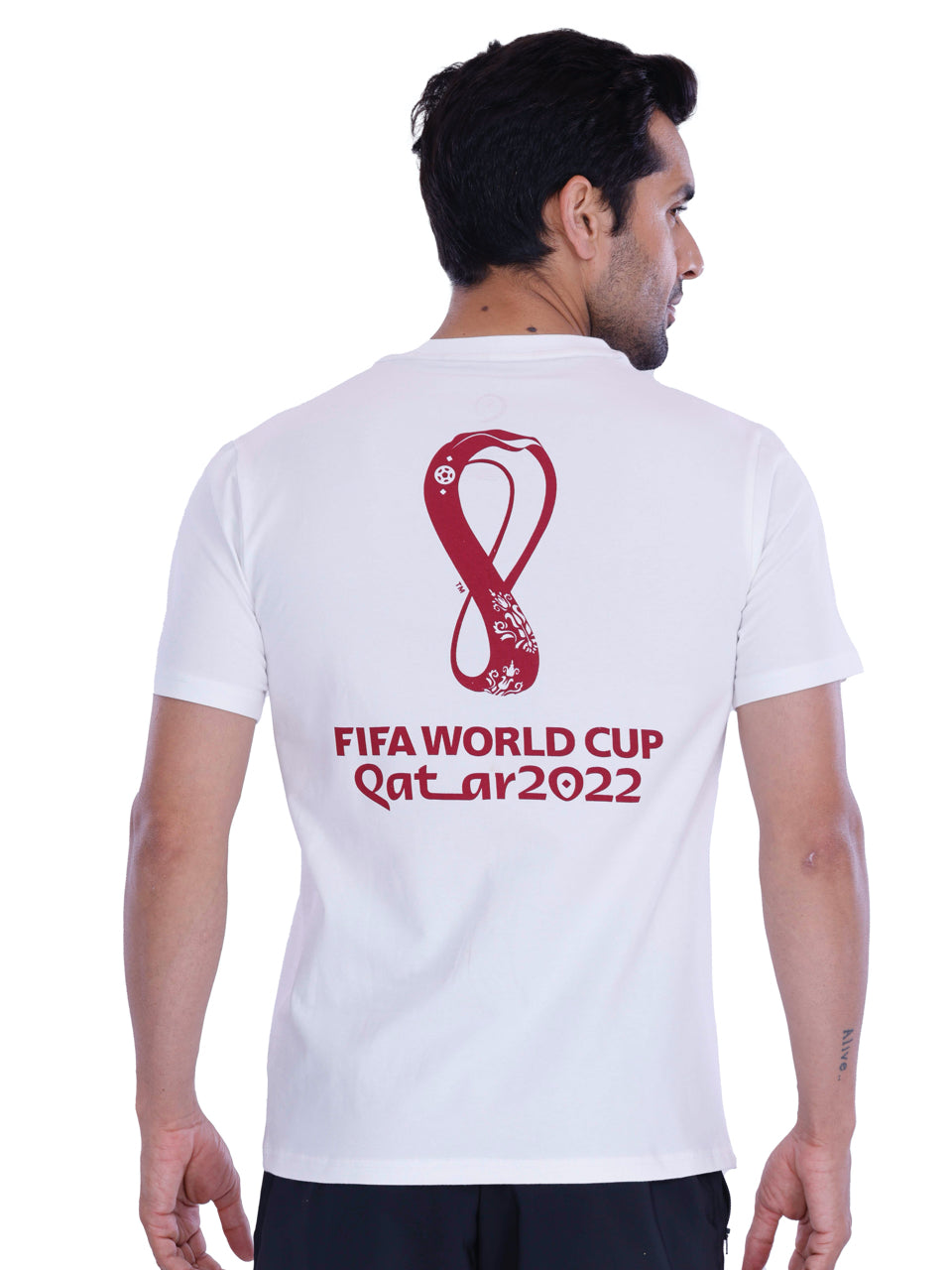 White Qatar Print BCI Stretch Cotton T-Shirt