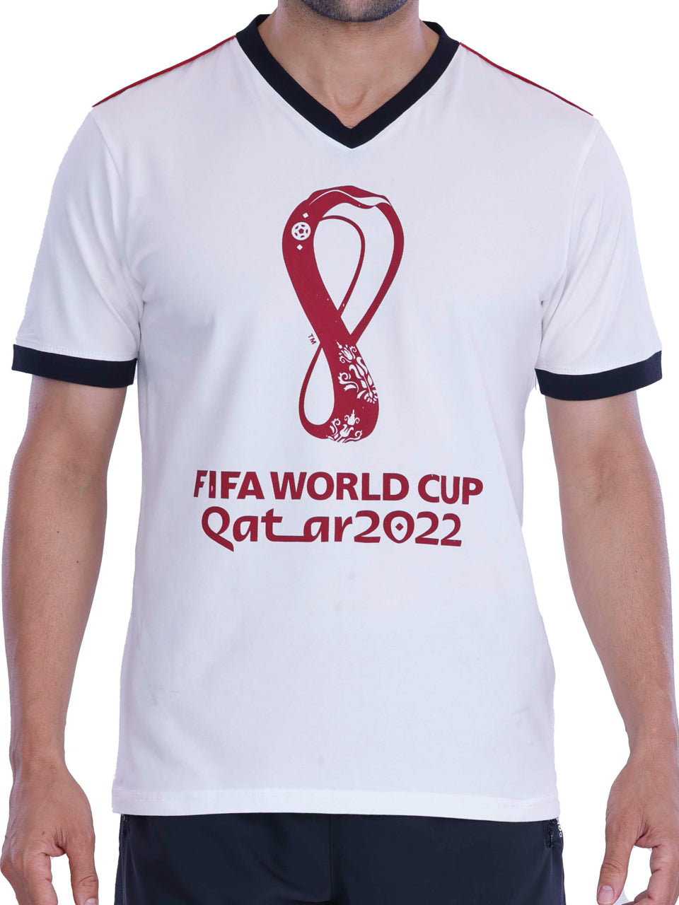 White Qatar Print BCI Stretch Cotton T-Shirt