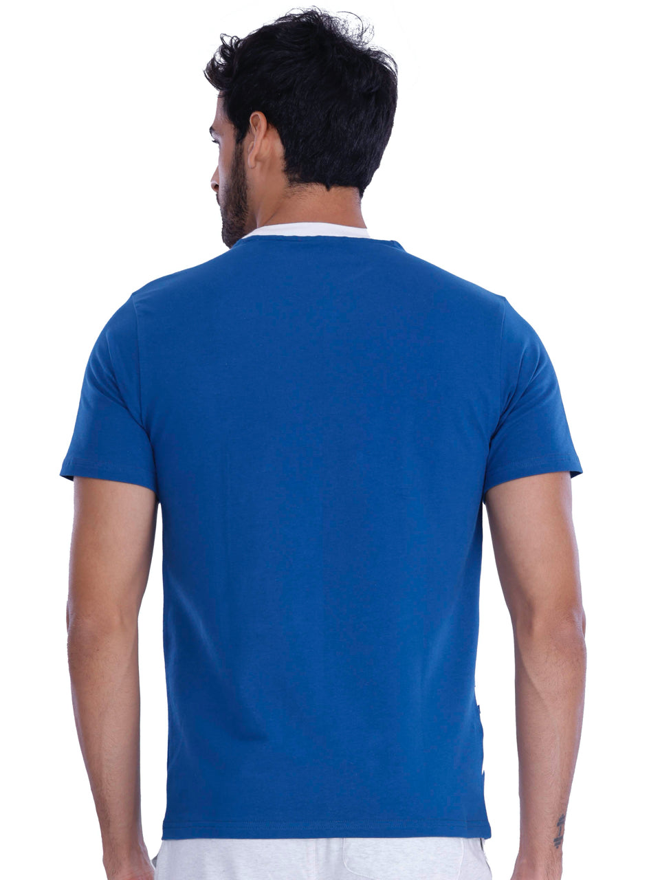 Blue Football Print BCI Stretch Cotton T-Shirt