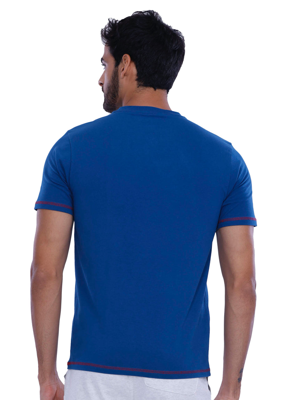 Blue Qatar Print BCI Stretch Cotton T-Shirt