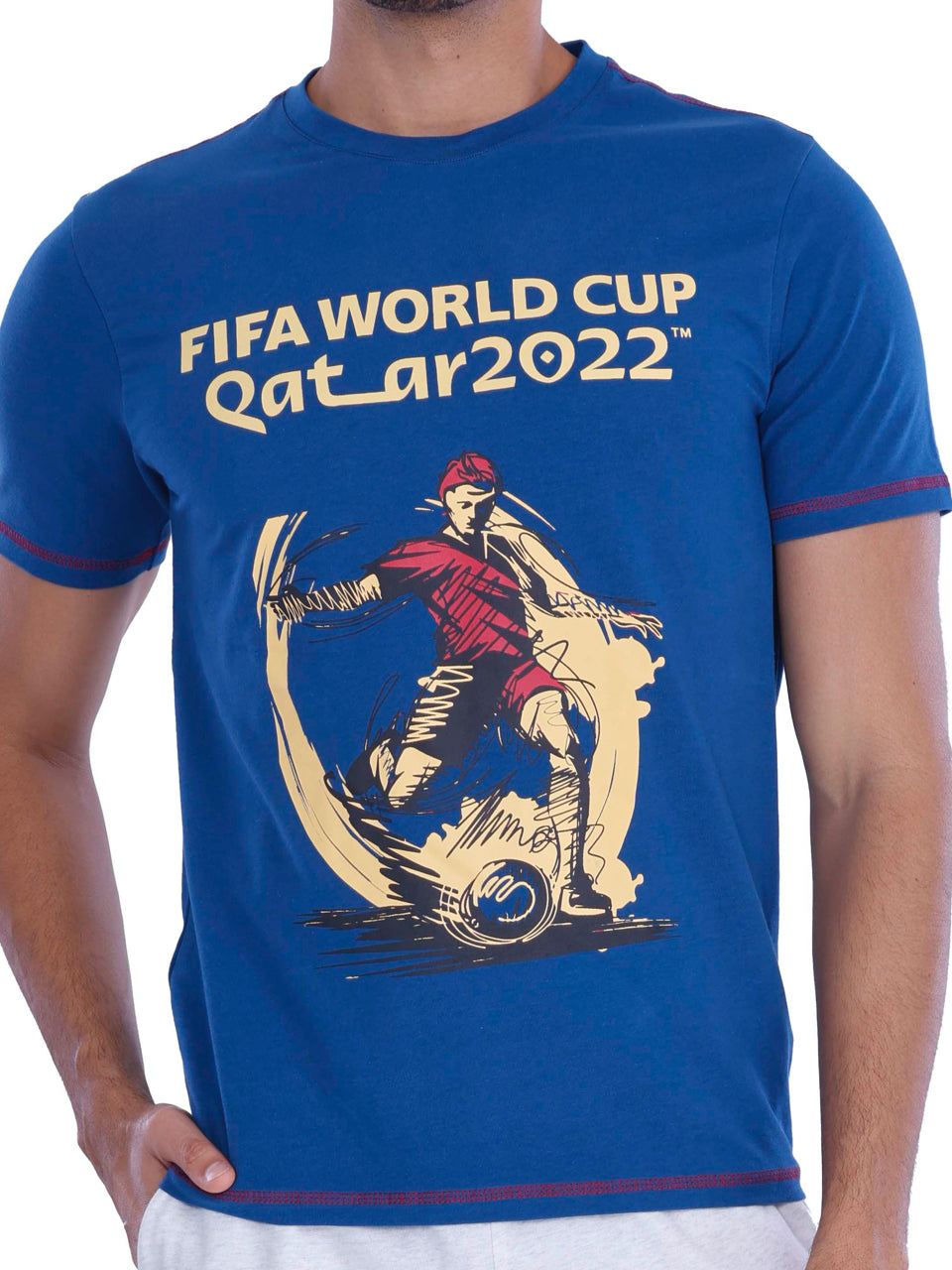 Blue Qatar Print BCI Stretch Cotton T-Shirt