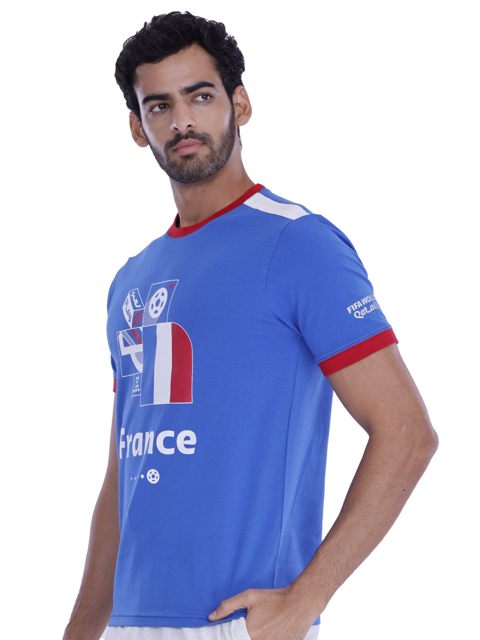 Blue France Print BCI Stretch Cotton T-Shirt