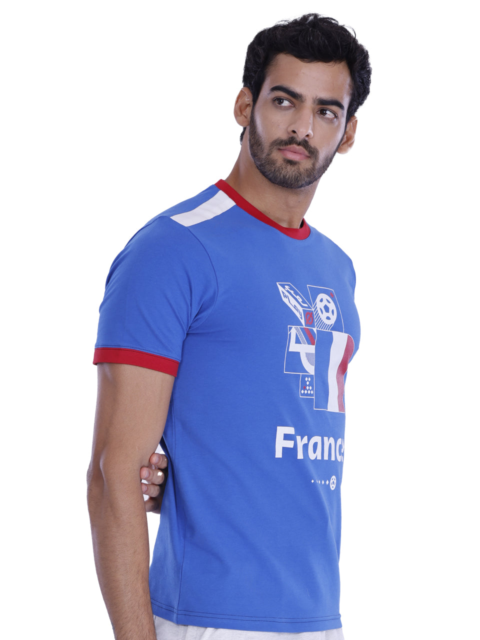 Blue France Print BCI Stretch Cotton T-Shirt