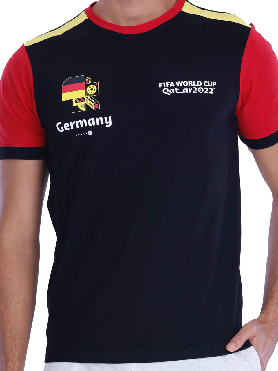 Black & Red Germany Print BCI Stretch Cotton T-Shirt