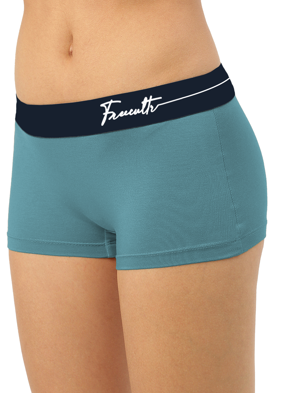 Martini Blue Women's Micro Modal Boy Shorts with Cult Waistband (Pack of 1)