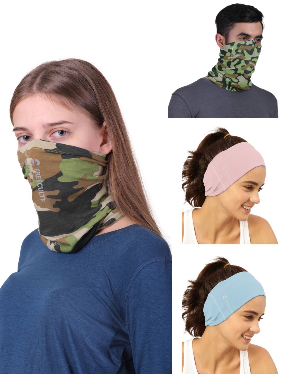 Unisex Organic Bandana Masks Plain (Pack of 4)