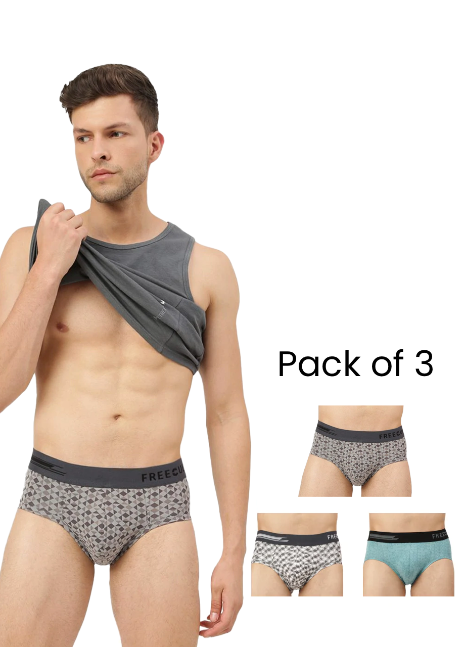 Men's Anti-Bacterial Printed Micro Modal Brief (Pack of 3)