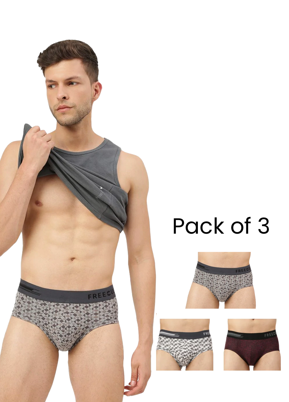 Men's Anti-Bacterial Printed Micro Modal Brief (Pack of 3)