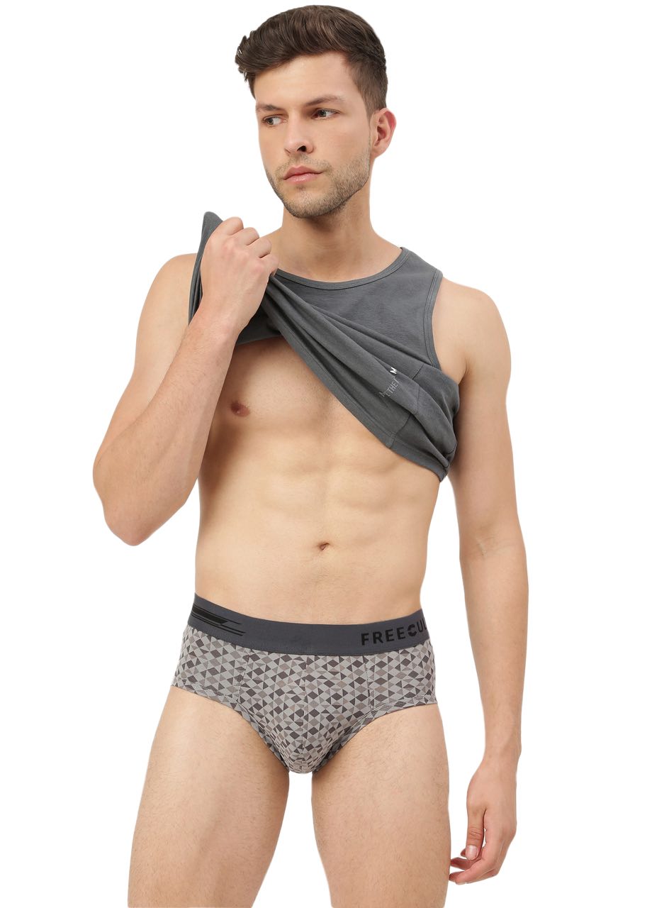 Men's Anti-Bacterial Micro Modal Printed With Plain Brief (Pack of 5)