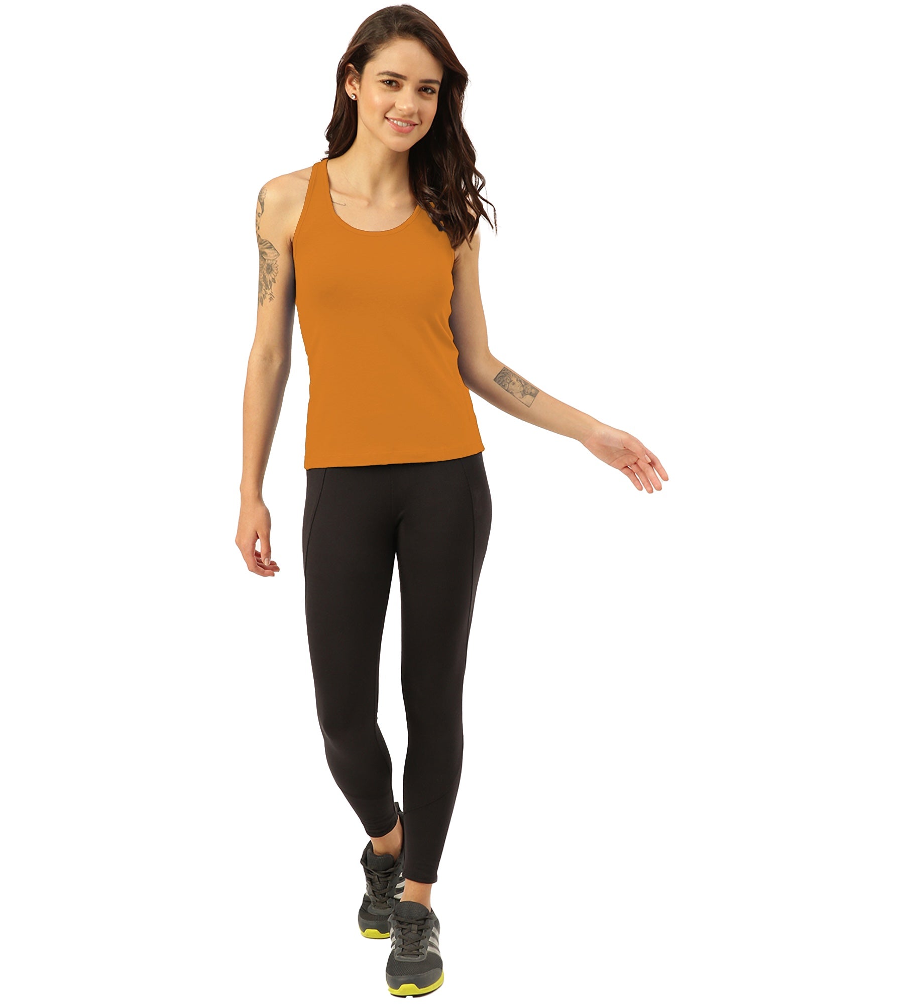 Mustard Yellow Twin Skin Women's Tanks (Pack Of 1)