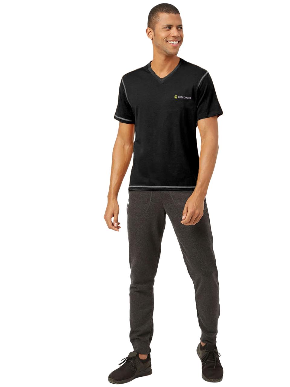 Black Men's Organic Bamboo Casual Tees - V Neck (Pack Of 1)