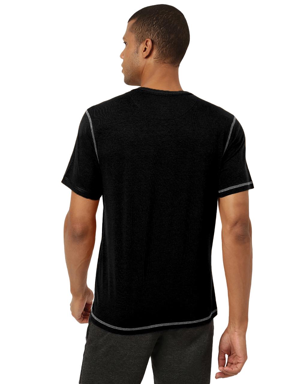 Black Men's Organic Bamboo Casual Tees - V Neck (Pack Of 1)
