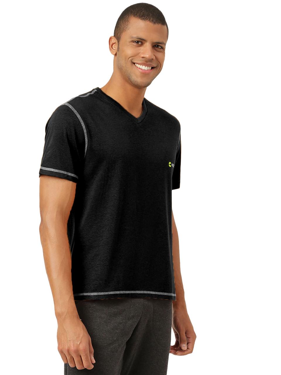 Black Men's Organic Bamboo Casual Tees - V Neck (Pack Of 1)