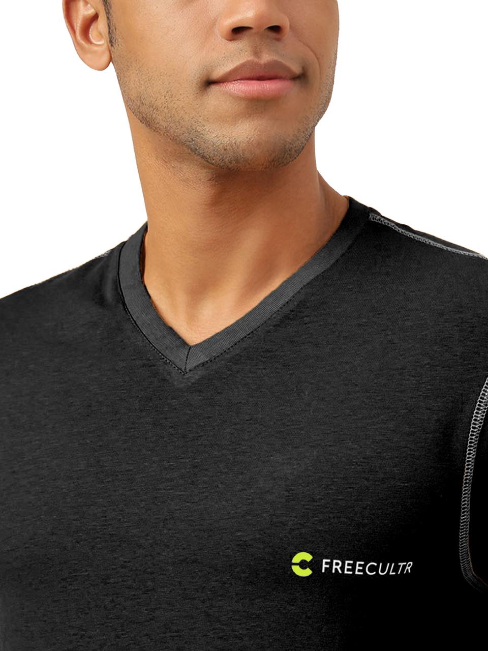 Black Men's Organic Bamboo Casual Tees - V Neck (Pack Of 1)