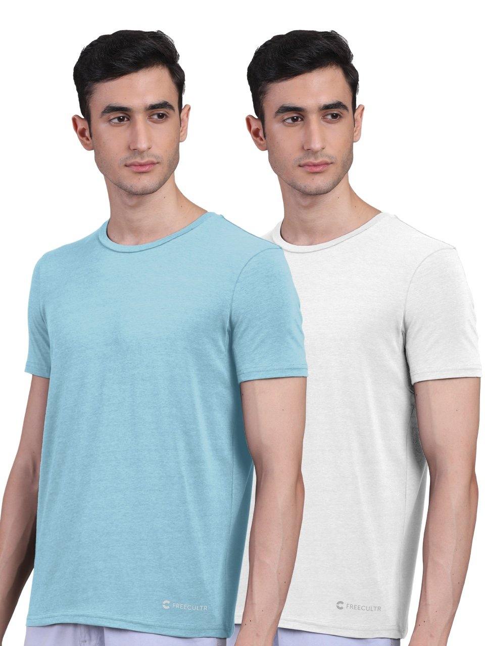 Men's Half Sleeves Bamboo T-shirt (Undershirt, Loungewear, Sleepwear) - Pack of 2 - freecultr.com