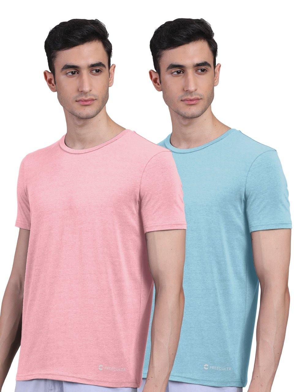 Men's Half Sleeves Bamboo T-shirt (Undershirt, Loungewear, Sleepwear) - Pack of 2 - freecultr.com