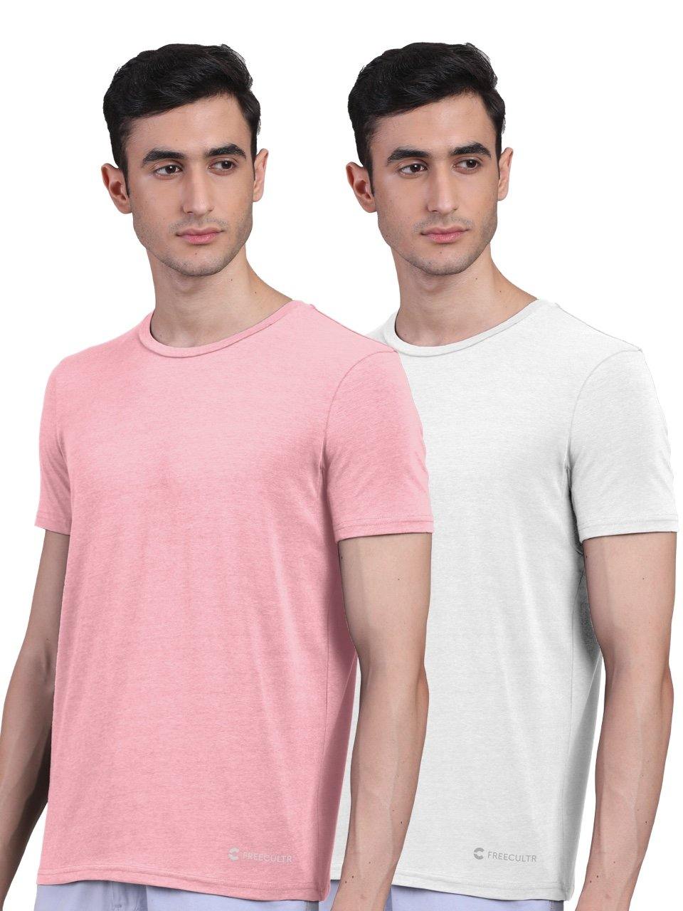 Men's Half Sleeves Bamboo T-shirt (Undershirt, Loungewear, Sleepwear) - Pack of 2 - freecultr.com