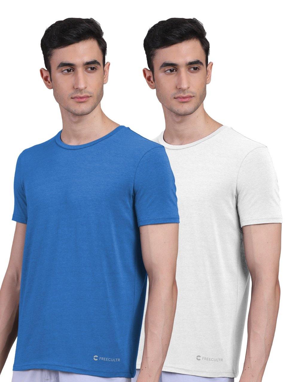 Men's Half Sleeves Bamboo T-shirt (Undershirt, Loungewear, Sleepwear) - Pack of 2 - freecultr.com