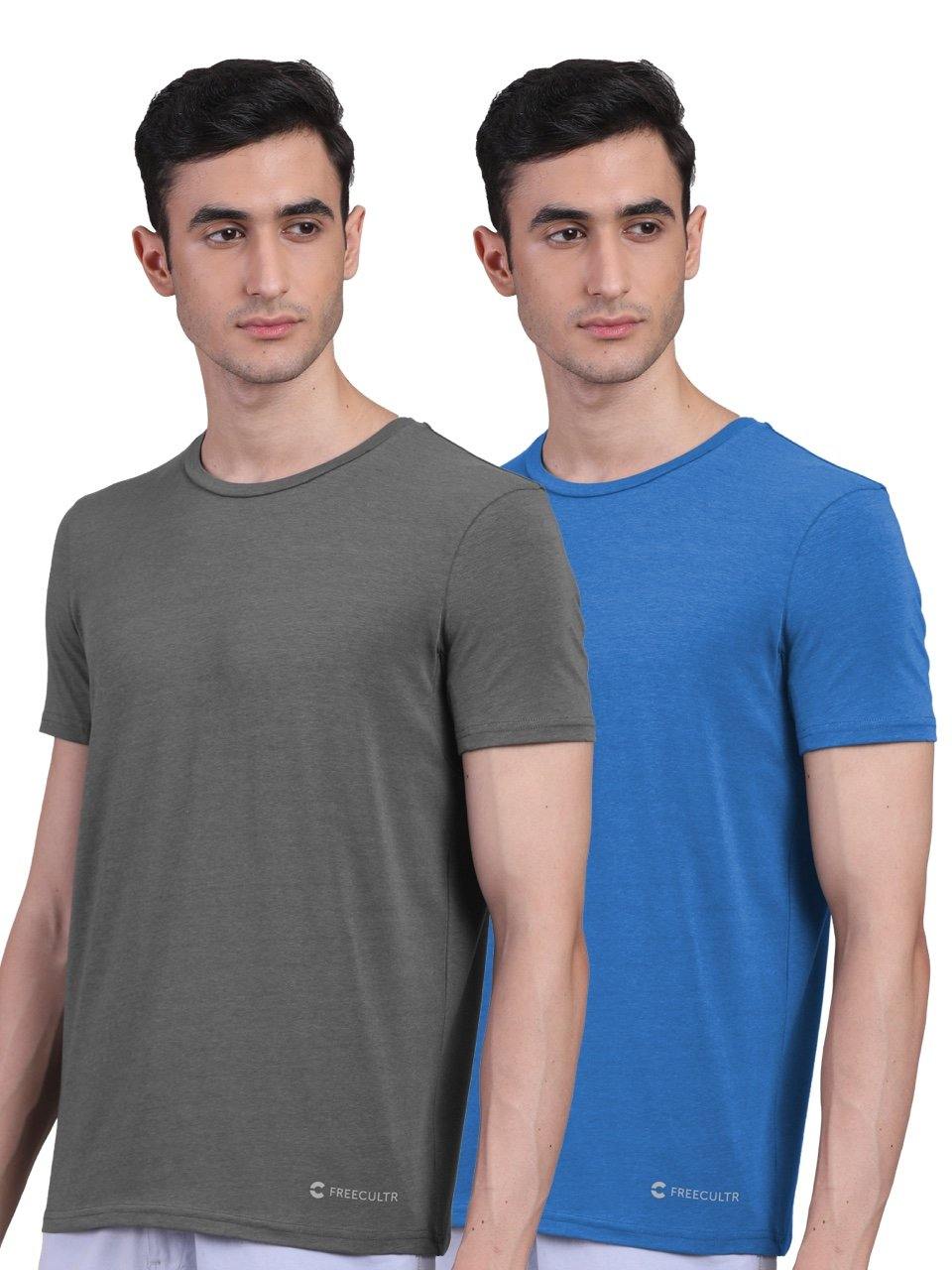 Men's Half Sleeves Bamboo T-shirt (Undershirt, Loungewear, Sleepwear) - Pack of 2 - freecultr.com