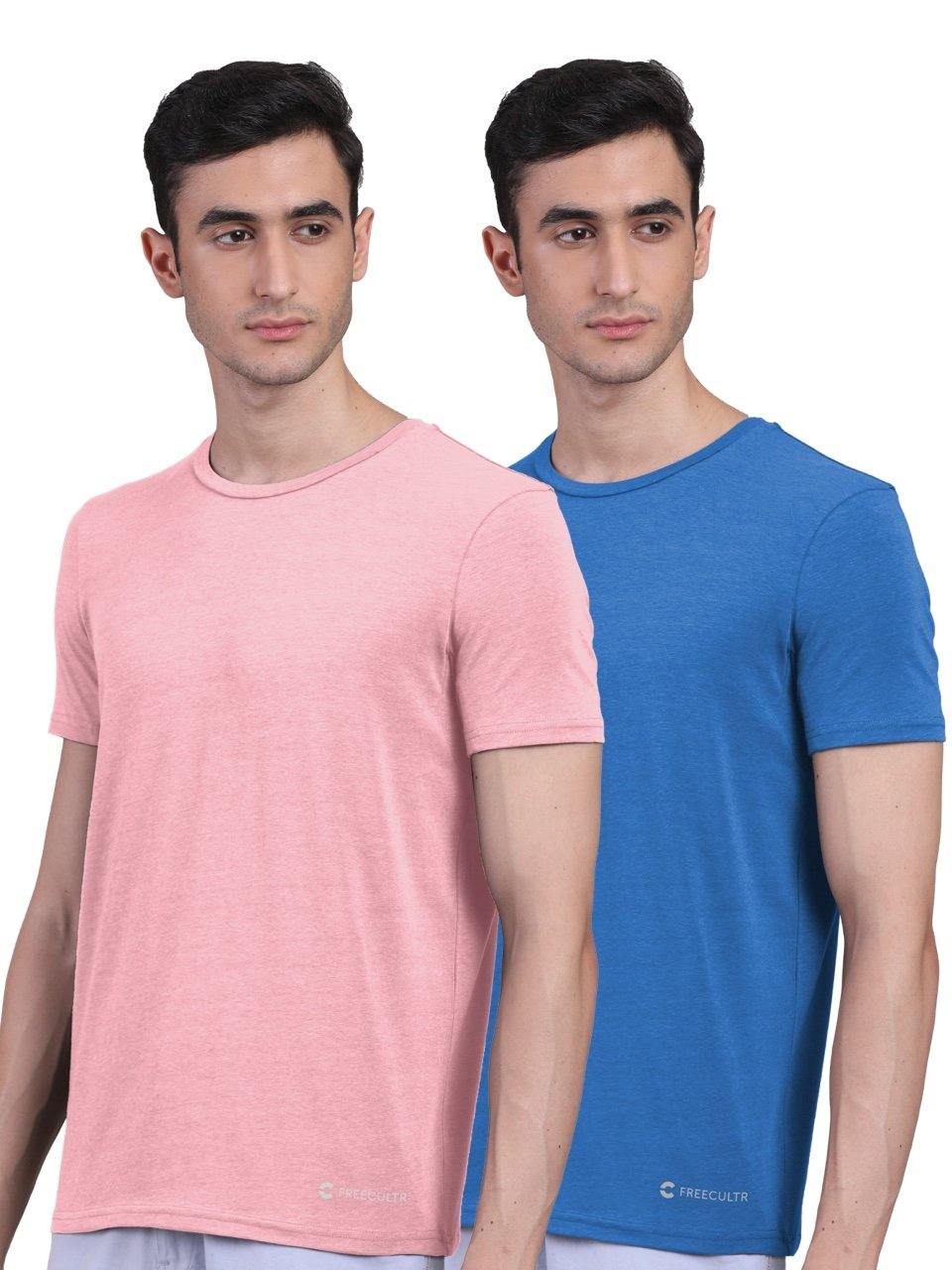 Men's Half Sleeves Bamboo T-shirt (Undershirt, Loungewear, Sleepwear) - Pack of 2 - freecultr.com