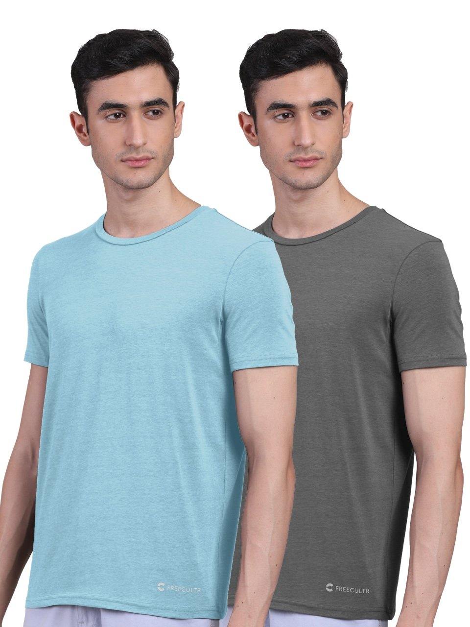 Men's Half Sleeves Bamboo T-shirt (Undershirt, Loungewear, Sleepwear) - Pack of 2 - freecultr.com