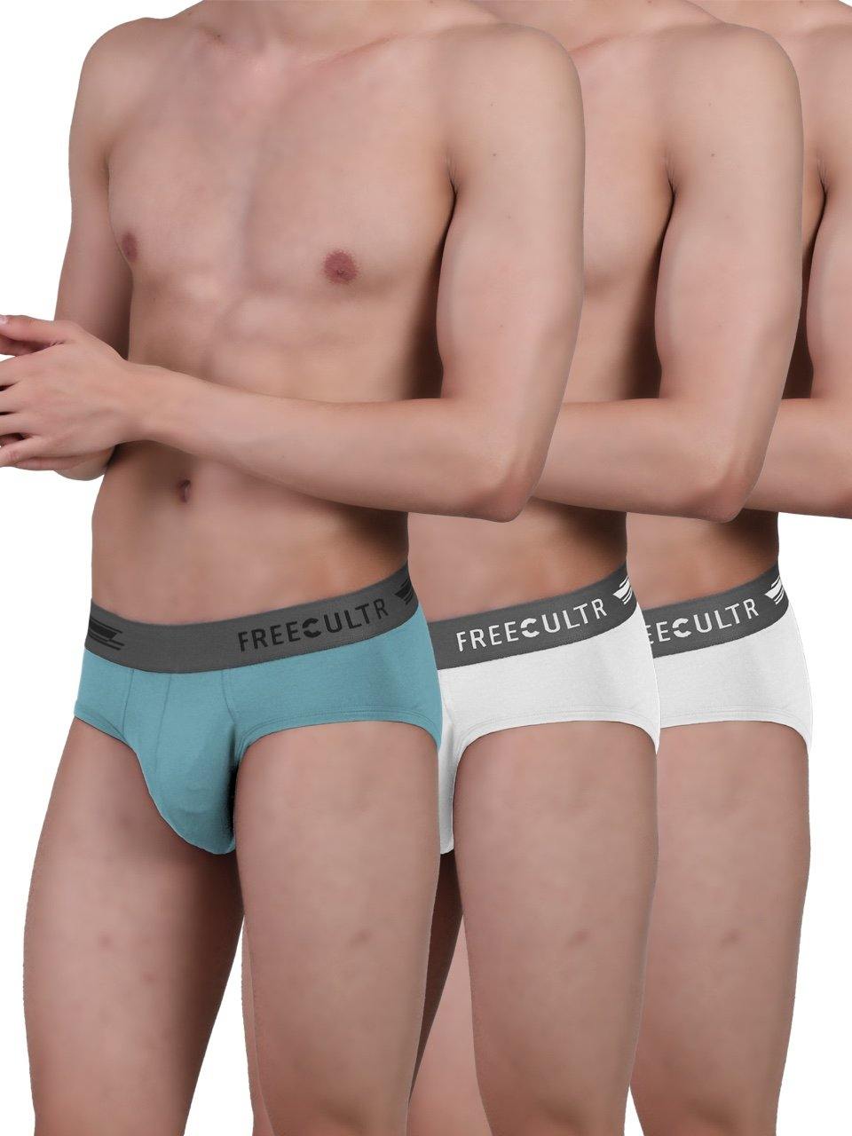 Summer Cool Collection - Men's Micro Modal & Elastane Brief in Contrast Waistband (Pack of 3) - freecultr.com