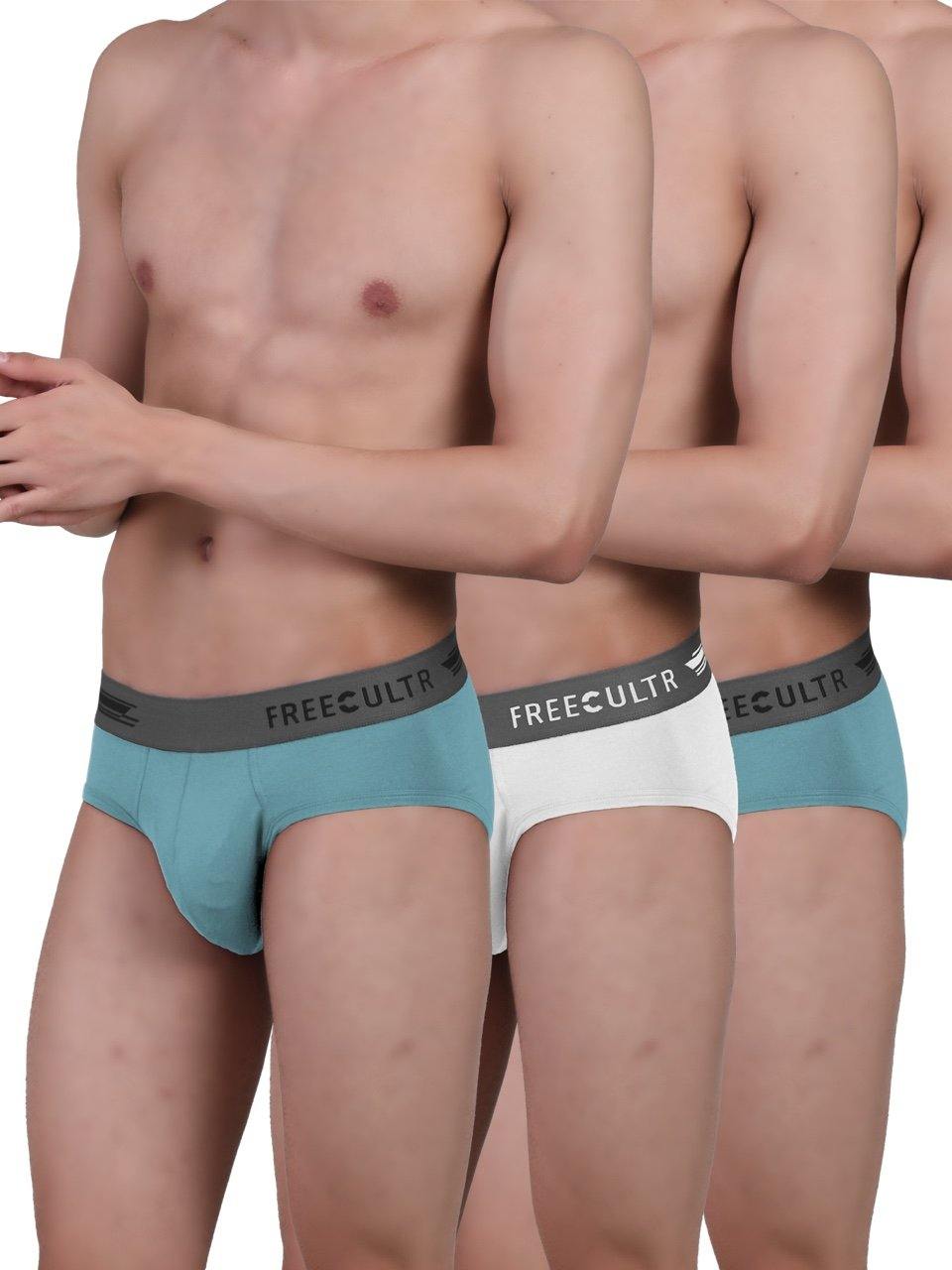 Summer Cool Collection - Men's Micro Modal & Elastane Brief in Contrast Waistband (Pack of 3) - freecultr.com