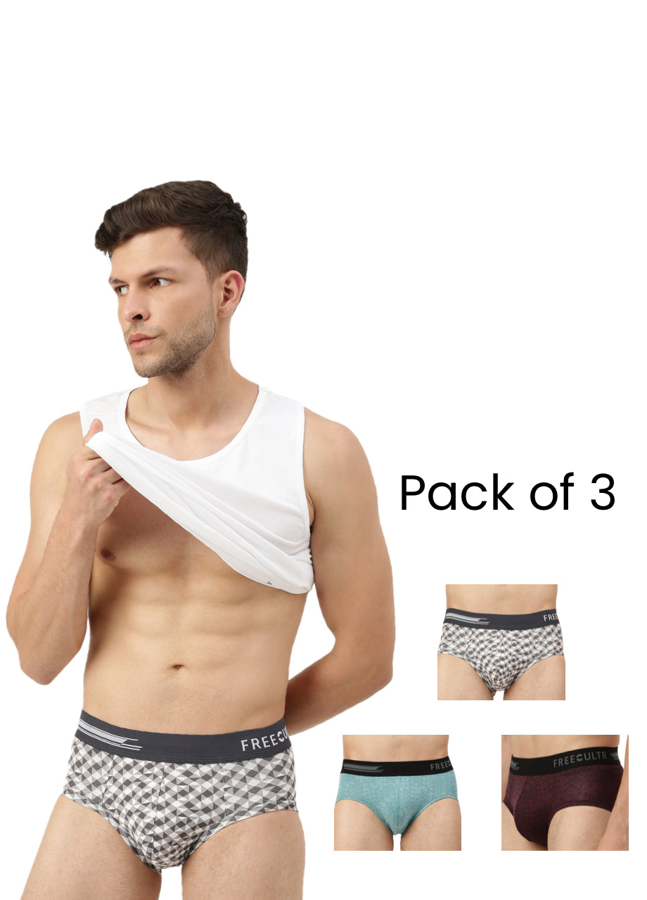 Men's Anti-Bacterial Printed Micro Modal Brief (Pack of 3)