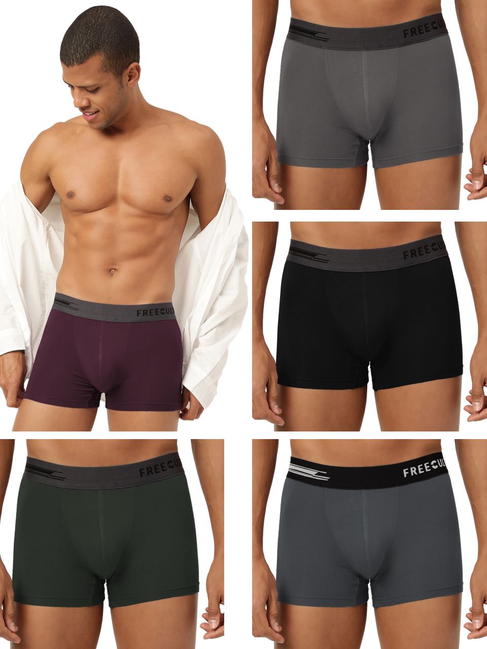 Men's Anti-Bacterial Micro Modal Plain Trunk (Pack of 5)