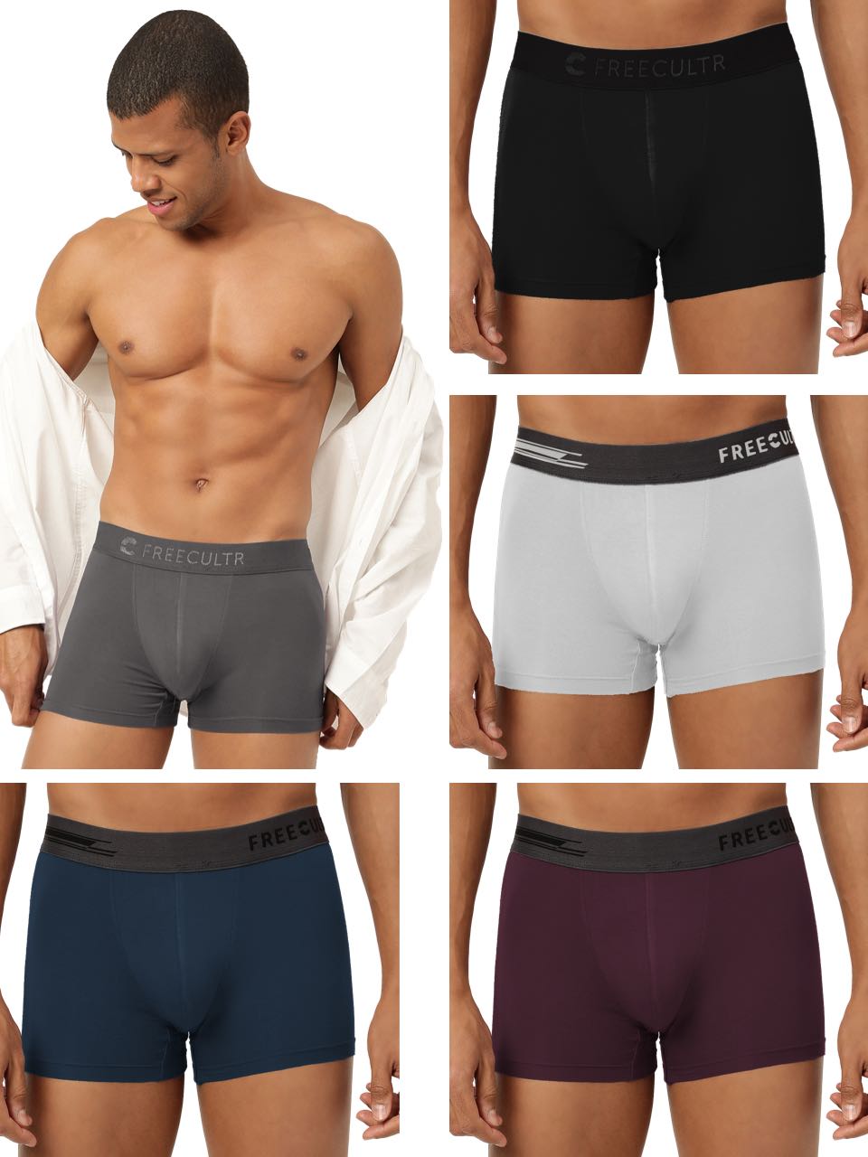 Men's Anti-Bacterial Micro Modal Plain Trunk (Pack of 5)