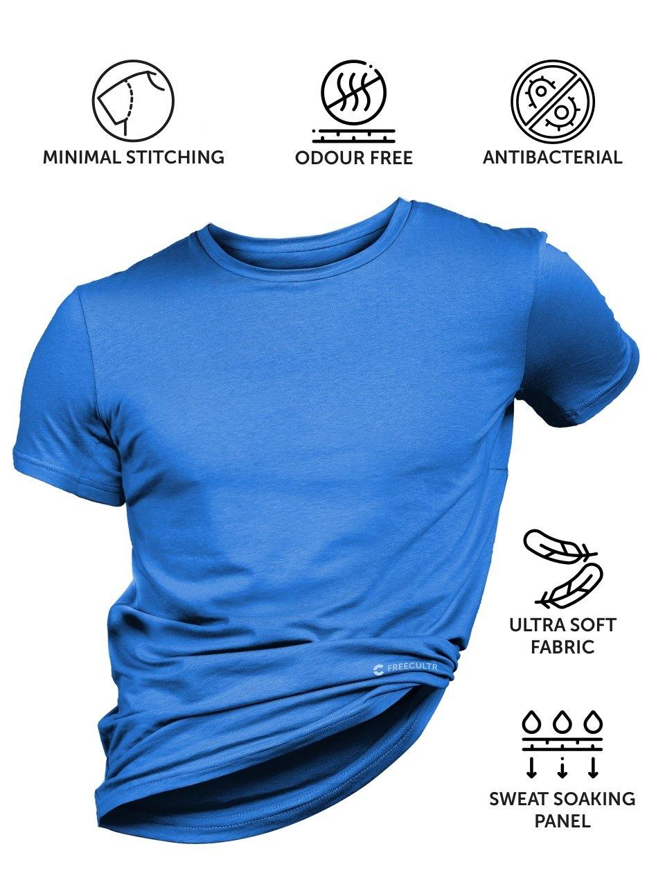Men's Half Sleeves Bamboo T-shirt (Undershirt, Loungewear, Sleepwear) - Pack of 2 - freecultr.com