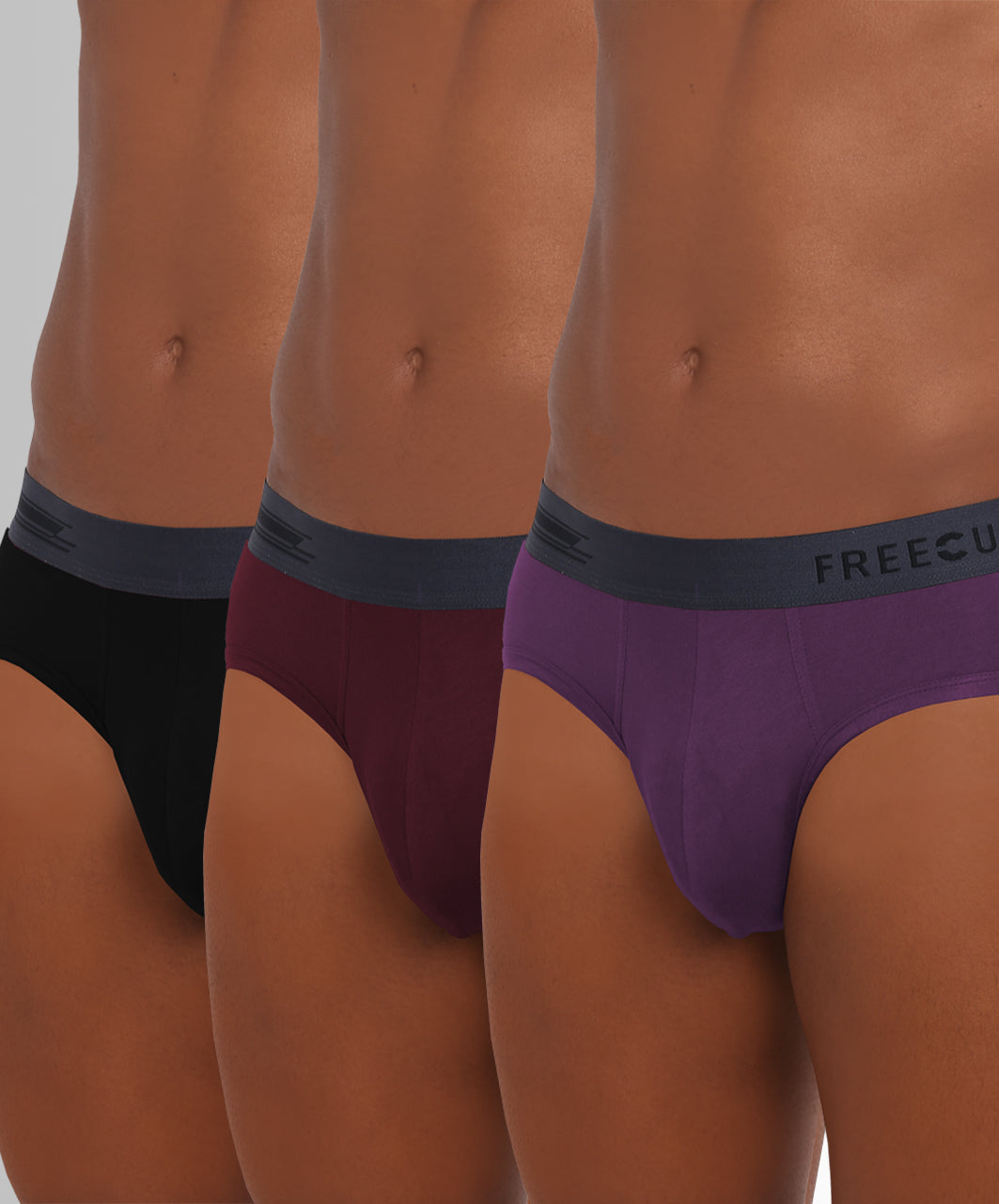 Men's Micro Modal & Elastane Brief in Contrast Waistband (Pack of 3) - freecultr.com