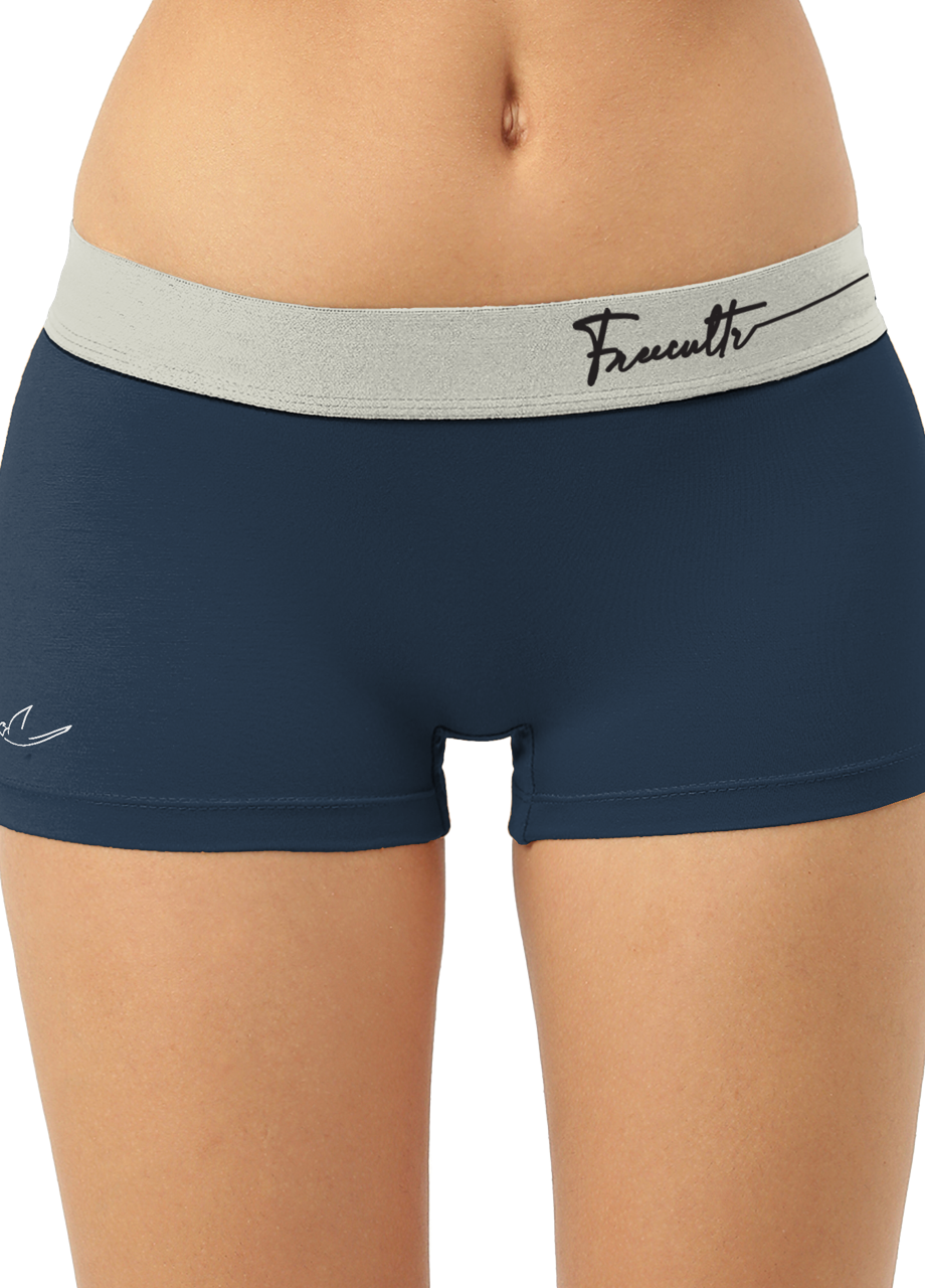 Prussian Blue Women's Micro Modal Boy Shorts with Cult Waistband (Pack of 1)