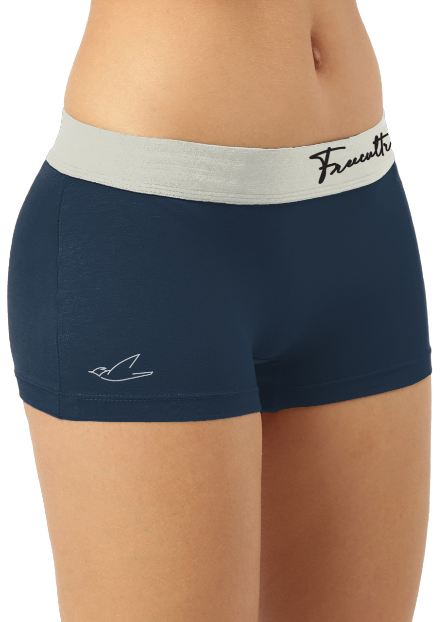 Prussian Blue Women's Micro Modal Boy Shorts with Cult Waistband (Pack of 1)