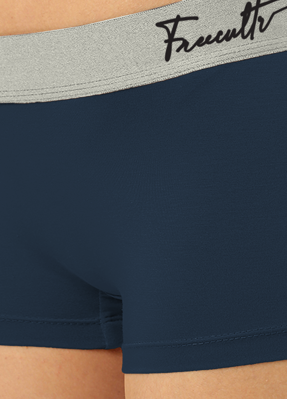 Prussian Blue Women's Micro Modal Boy Shorts with Cult Waistband (Pack of 1)