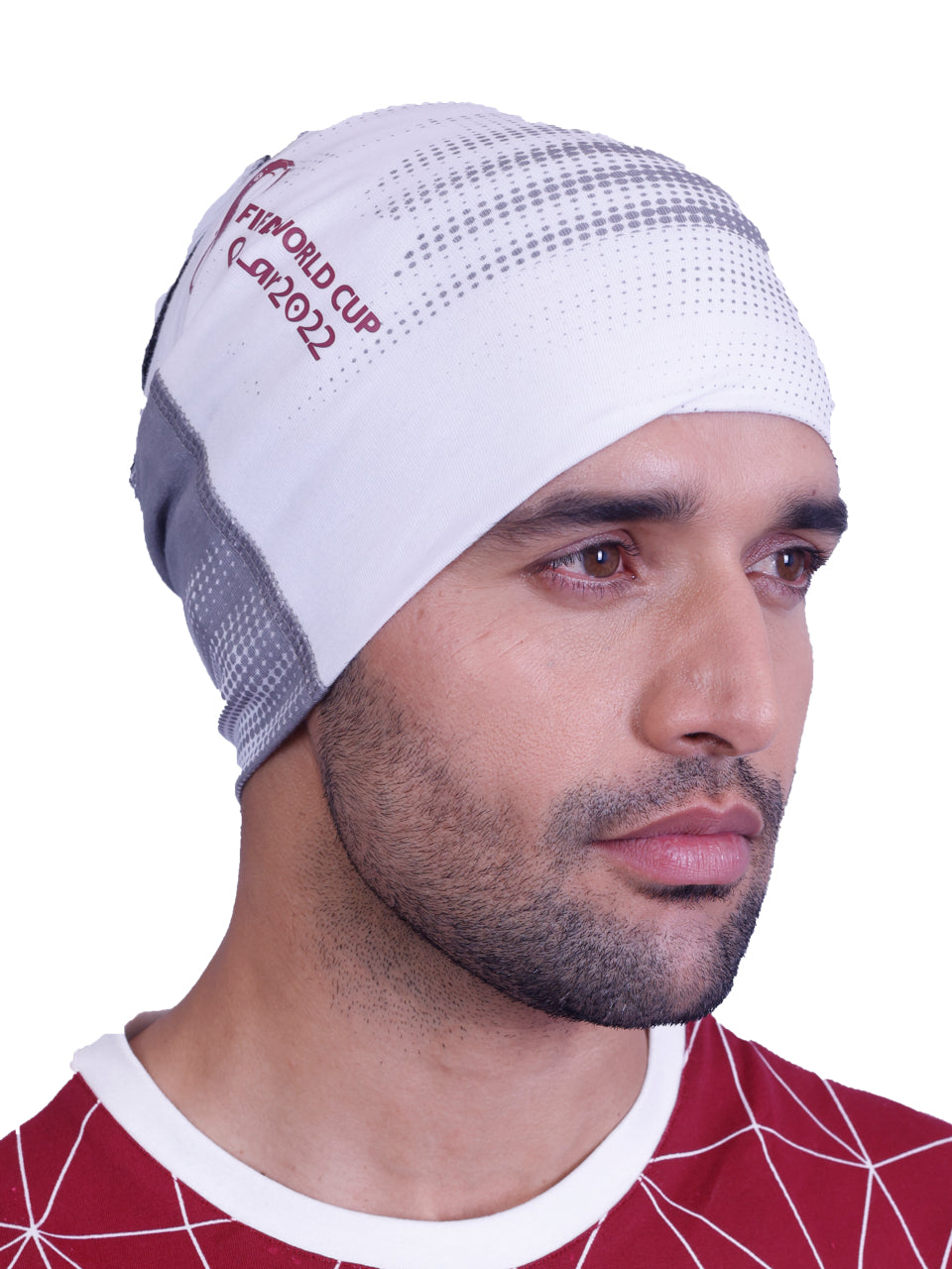 White & Grey Qatar Print Bamboo-Cotton Bandana