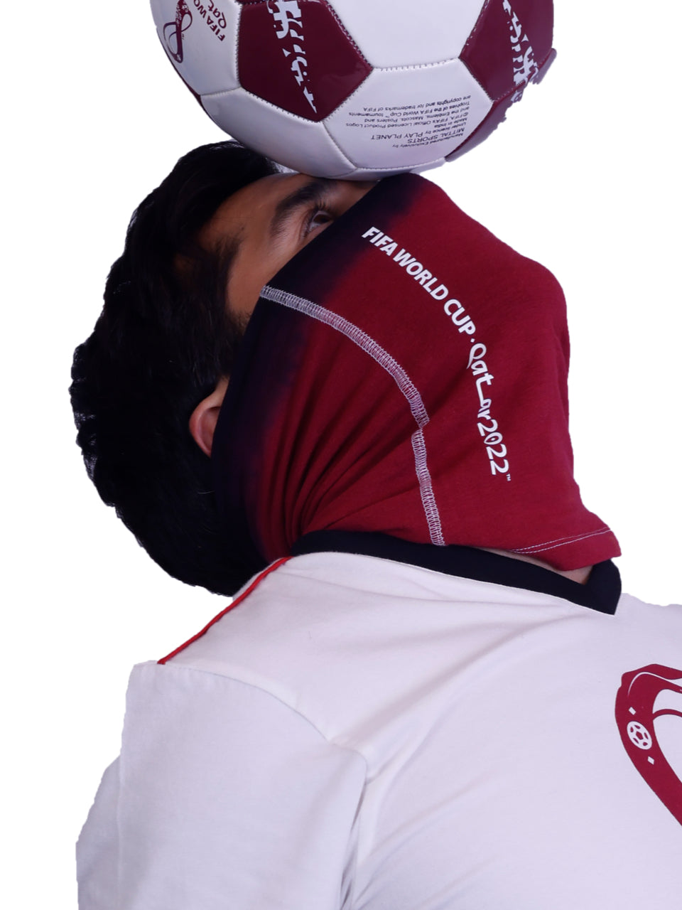 Burgundy & Black Ombre-Dyed Qatar Print Bamboo-Cotton Bandana