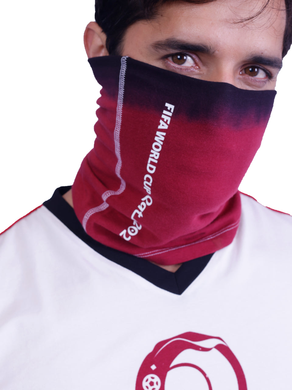 Burgundy & Black Ombre-Dyed Qatar Print Bamboo-Cotton Bandana