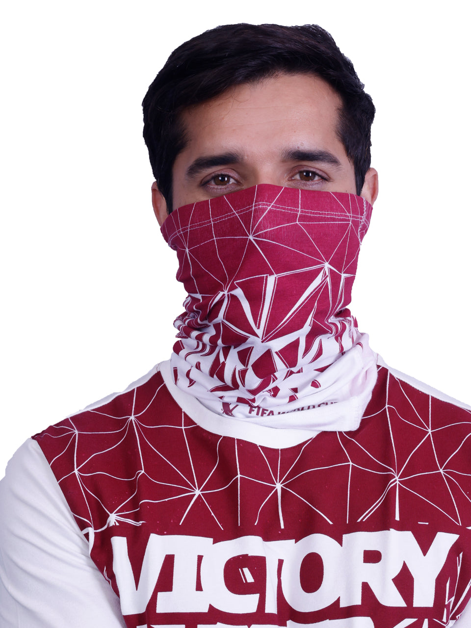 White & Burgundy Printed Bamboo & Cotton Bandana