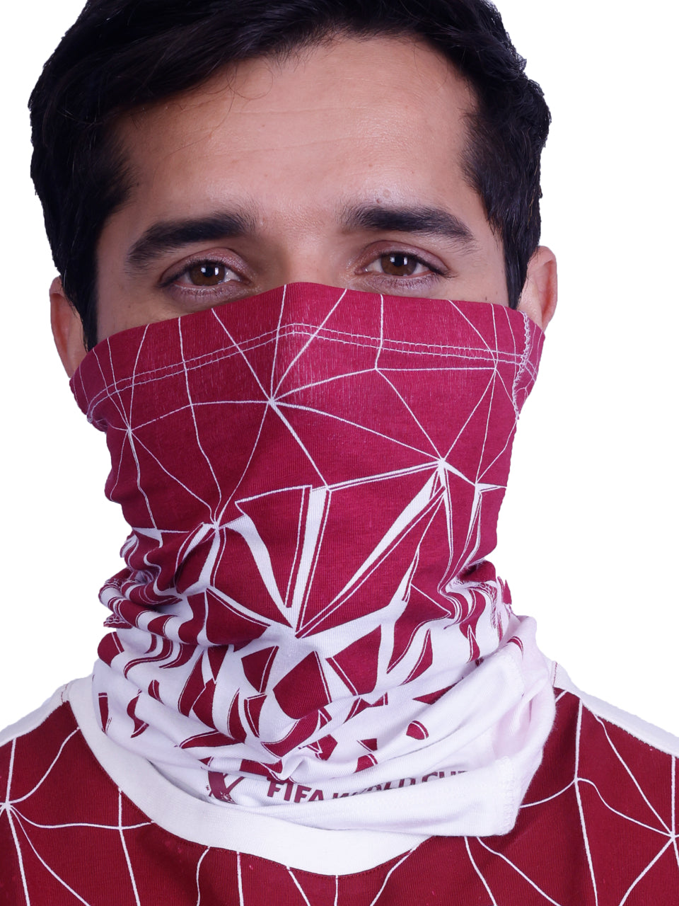 White & Burgundy Printed Bamboo & Cotton Bandana