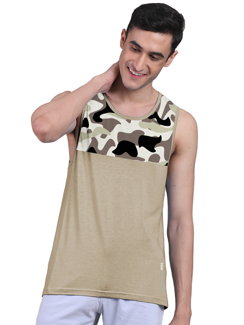 Active Fit For Men's Front Yoke Camouflage Regular Organic Bamboo Vest - Active Fit (Pack of 3)