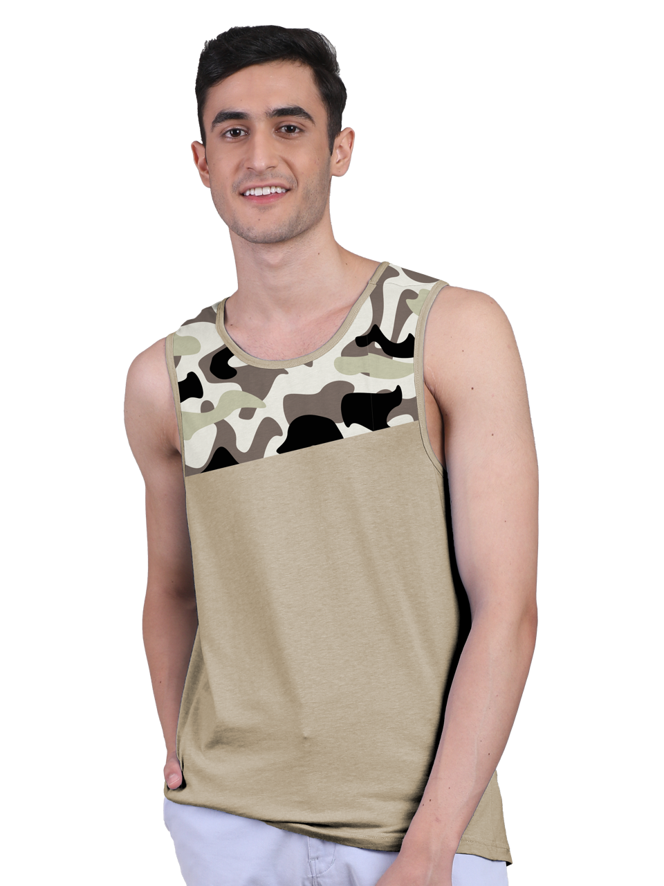 Active Fit For Men's Front Yoke Camouflage Regular Organic Bamboo Vest - Active Fit (Pack of 3)